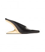 Black Leather Boomerang 105MM Wedge Mule