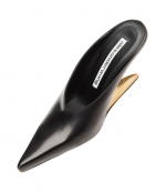 Black Leather Boomerang 105MM Wedge Mule