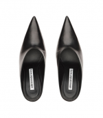 Black Leather Boomerang 105MM Wedge Mule