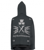 Black/White Raw Cut Zip Commission Dirty Hoodie
