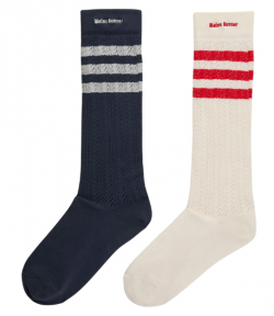 Navy Blue/White WB Cro High Socks