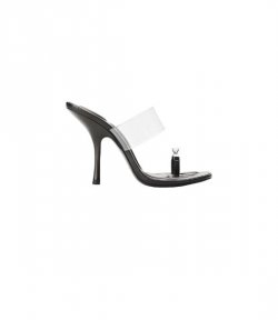 Black Bianca 105mm Sandal w/ Crystal Toe Ring