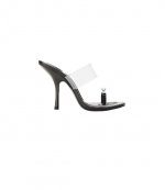Black Bianca 105mm Sandal w/ Crystal Toe Ring