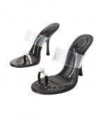 Black Bianca 105mm Sandal w/ Crystal Toe Ring