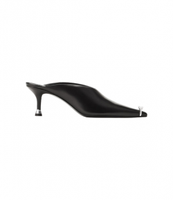 Black Leather Akilita 65mm Ring Mule