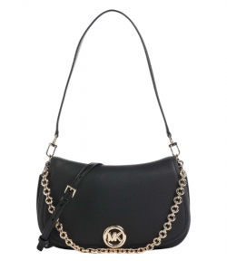 Black Leather Nolita Md Chain Conv Shoulder Bag