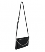 Black Leather Md Pocket Conv Xbody Bag