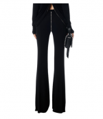 Black Mid-Rise Pants With Zipper At Rise