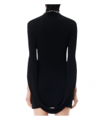 Black Mini Dress With Drape Back Sleeves