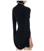 Black Mini Dress With Drape Back Sleeves