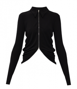Black Drape Back Shirt w/ Continuous Zipper