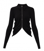 Black Drape Back Shirt w/ Continuous Zipper