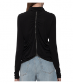 Black Drape Back Shirt w/ Continuous Zipper