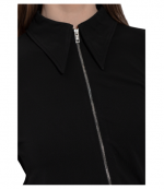 Black Drape Back Shirt w/ Continuous Zipper