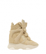 Beige Suede Calfskin Leather Balskee High-Top Wedge Sneakers