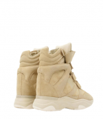Beige Suede Calfskin Leather Balskee High-Top Wedge Sneakers