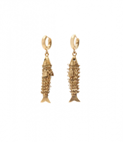 Gold Fish-Fhaped Pendant Earring