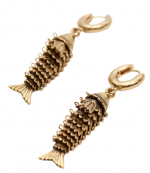 Gold Fish-Fhaped Pendant Earring