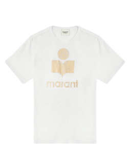 White/Light Gold Zewel Short-Sleeve Logo T-shirt