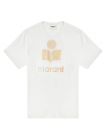 White/Light Gold Zewel Short-Sleeve Logo T-shirt