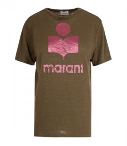 Khaki/Pink Zewel Short-Sleeve Logo T-shirt