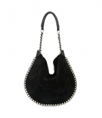 Black/Silver Oskan Hobo Soft Shoulder Bag