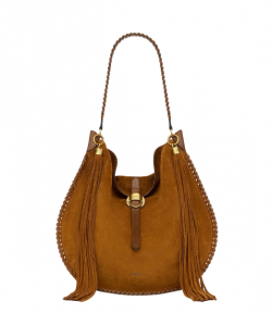 Cognac skan Hobo Folk Braided Suede Calfskin Leather Bag
