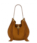 Cognac skan Hobo Folk Braided Suede Calfskin Leather Bag