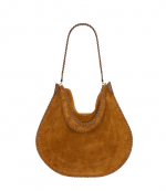 Cognac skan Hobo Folk Braided Suede Calfskin Leather Bag