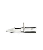 Silver Metallic Leather Dina Flex Sling Flat