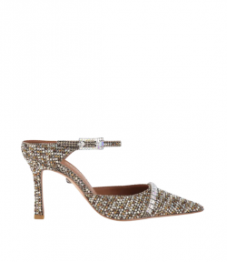 Beige Comb Strass Point Mule