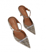 Beige Comb Strass Point Mule