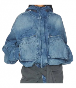 Tinted Medium Indigo Cropped Cargo Jacket