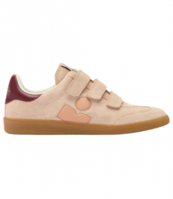Pale Pink-Peach beth Low-Top Suede and Leather Sneakers
