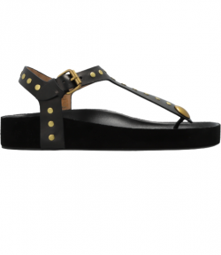 Black Leather Enore Sandals
