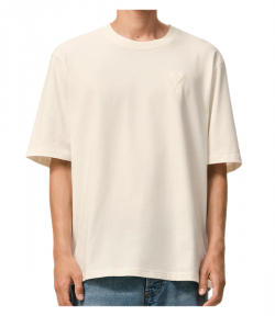 White Cream Big Ami De Coeur Heavy Jersey T-Shirt