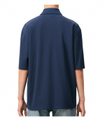 Blue Ink Super Light Pique Boxy Fit Ami De Coeur Knitted Patch Polo Shirt