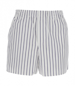 White/Blue Ink Cotton Poplin With Double Stripes Elasticated Shorts