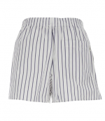 White/Blue Ink Cotton Poplin With Double Stripes Elasticated Shorts