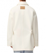 White Cream Double Faced Cotton Gabardine Worker Jacket