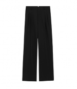 Black Wool Low Waist Wide Two Pleated Trousers