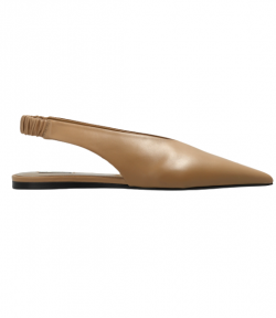 Taupe Beige Nappa Leather Pointed Toe Slingback