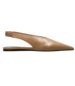 Taupe Beige Nappa Leather Pointed Toe Slingback