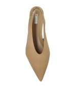 Taupe Beige Nappa Leather Pointed Toe Slingback
