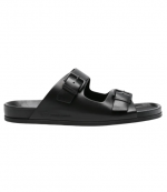 Black Nappa Leather Double Buckles Sandals