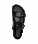 Black Nappa Leather Double Buckles Sandals