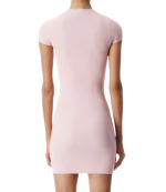 Soft Pink Ss Crewneck Mini Dress W/ Jacquard Logo