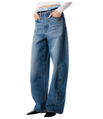 Vintage Marbled Blue Prestyle Blow Up Jeans W/ Leather Belt And Boxer