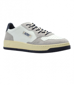 White/Grey/Navy Blue Leather/Suede Medalist Low Man