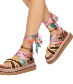 Tan Comb Orson Cross Scarf Sandal